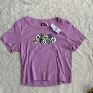 NWT. Flowered Cropped Tee.